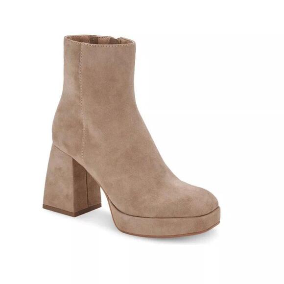 Dolce Vita Ulyses Mushroom Beige Suede Platform Ankle Boot Sz 9.5 - Picture 2 of 6